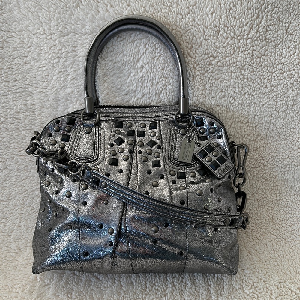 Coach Metallic Studded Shoulder Bag